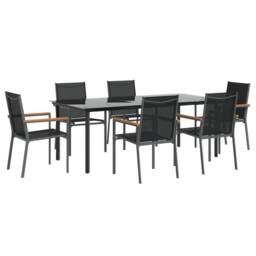Berkfield Home 7 Piece Garden Dining Set Black Textilene & Steel - thumbnail 3