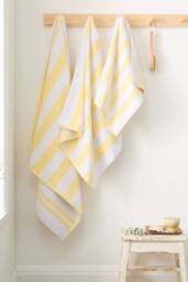Bianca 'Reversible Stripe' Cotton Jacquard Hand Towel in Yellow - thumbnail 3