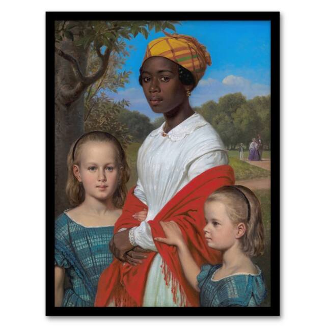 Artery8 Wilhelm Marstrand Daughters & West Indian Nanny Framed Art Print - Size: A4 - image 1