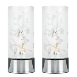 ValueLights Florette Pair of Silver Table Lamp