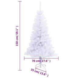 Berkfield Home Dense Artificial Christmas Tree with Stand 150 cm 380 Branches in White - thumbnail 7