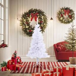 Berkfield Home Dense Artificial Christmas Tree with Stand 150 cm 380 Branches in White - thumbnail 3