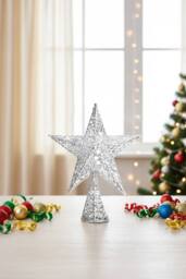 Wrought Iron Christmas Tree Top Star Shaped Decoration in Silver - Size: Small - thumbnail 3