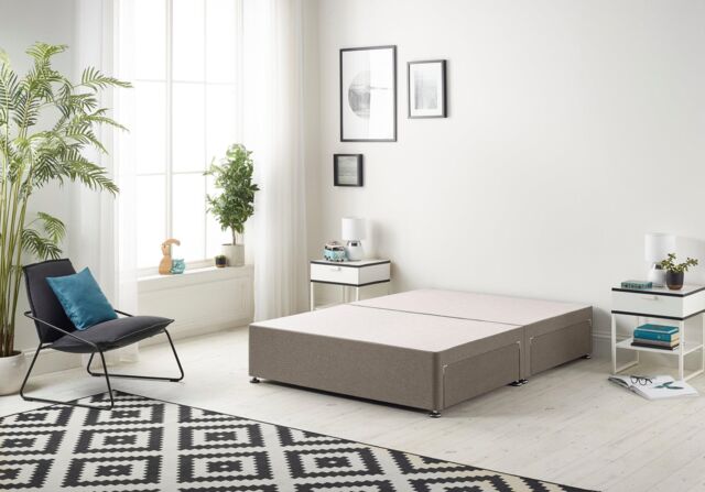 Somnior Ziggy Platform Divan Bed Base With 2 Drawers Tweed in Brown - Size: Double - image 1