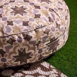 OHS Tiles Print Round Outdoor Garden Cushion Water Resistant - Size: 60 cm x 60 cm - thumbnail 2