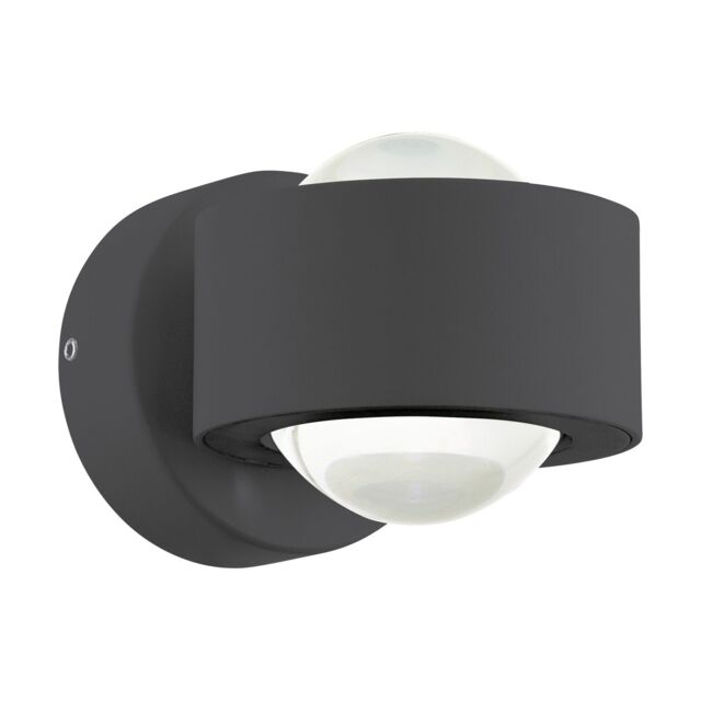 Loops Wall Light Colour Anthracite Shade Clear Plastic Bulb LED 2x2.5W Included - image 1