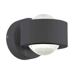 Loops Wall Light Colour Anthracite Shade Clear Plastic Bulb LED 2x2.5W Included