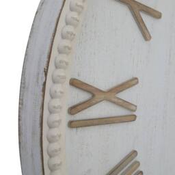 Wyld Haus Antique White Wall Clock with Beaded Edge & Raised Roman Numerals - thumbnail 4