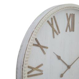 Wyld Haus Antique White Wall Clock with Beaded Edge & Raised Roman Numerals - thumbnail 3
