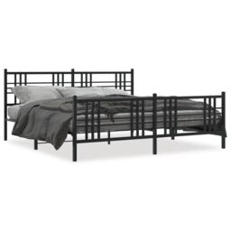 Berkfield Home Metal Bed Frame without Mattress with Footboard Black 193x203cm - Size: 193x203 cm - thumbnail 2