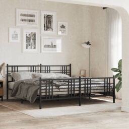 Berkfield Home Metal Bed Frame without Mattress with Footboard Black 193x203cm - Size: 193x203 cm - thumbnail 1