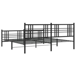 Berkfield Home Metal Bed Frame without Mattress with Footboard Black 193x203cm - Size: 193x203 cm - thumbnail 6