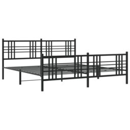 Berkfield Home Metal Bed Frame without Mattress with Footboard Black 193x203cm - Size: 193x203 cm - thumbnail 3