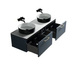Bathroom Kingdom Piatta Midnight Wall Hung Basin Vanity 1400mm in Blue - thumbnail 2