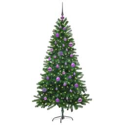 Berkfield Home Realistic Christmas Tree with 150 LEDs with Stand Green 150 cm PE - thumbnail 1