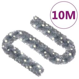 Berkfield Home Cosy Christmas Garland with LED Lights 10 m Silver - thumbnail 8