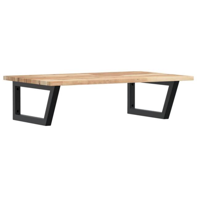 Berkfield Home Basin Shelf Wall Mounted Steel & Solid Wood Acacia in Brown - image 1