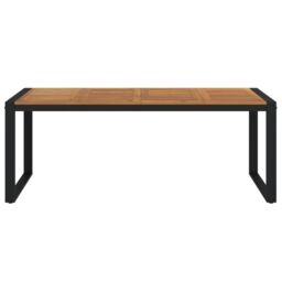 Berkfield Home Garden Table with U-shaped Legs 200x90x75 cm Solid Wood Acacia in Brown - Size: 200 x 90 x 75 cm - thumbnail 3