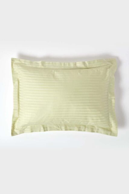 Homescapes Egyptian Cotton Satin Stripe Oxford Pillowcase 330 TC in Green - image 1