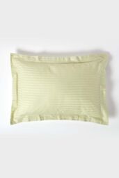 Homescapes Egyptian Cotton Satin Stripe Oxford Pillowcase 330 TC in Green