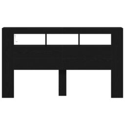 Berkfield Home Storage Headboard with LED Lights Black Oak 180x18, 5x103, 5 cm - thumbnail 6