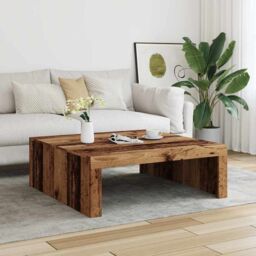 Berkfield Home Coffee Table Old Wood 100x100x35 cm Engineered Wood in Brown - Size: 100 x 100 x 35 cm - thumbnail 3