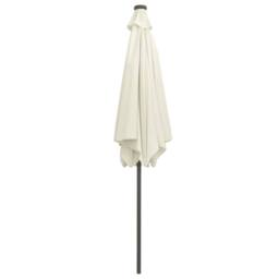 Berkfield Home Garden Parasol with LED Lights & Aluminium Pole 300 cm Sand White - thumbnail 4