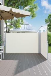 Garden Sanctuary Retractable Outdoor Privacy Side Awning 6mW x 1.6mH in Beige - thumbnail 1