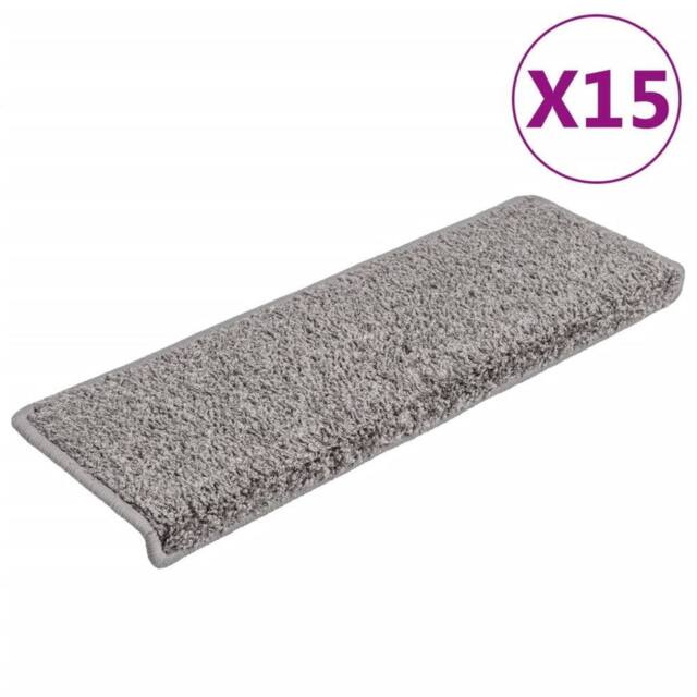 Berkfield Home Carpet Stair Treads 15 pcs 65x21x4 cm Grey - Size: Medium - image 1