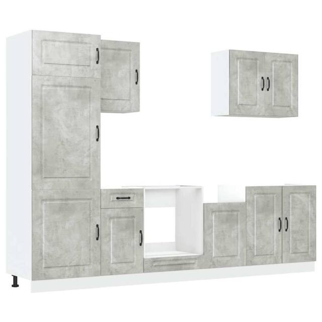 Berkfield Home 7 Piece Kitchen Cabinet Set Kalmar Concrete Grey Engineered Wood - image 1