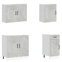 Berkfield Home 7 Piece Kitchen Cabinet Set Kalmar Concrete Grey Engineered Wood - thumbnail 4