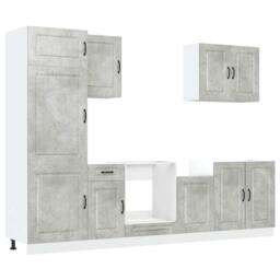 Berkfield Home 7 Piece Kitchen Cabinet Set Kalmar Concrete Grey Engineered Wood - thumbnail 1