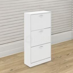 FURNOS 3 Tier Wooden Shoe Storage Cabinet White - thumbnail 4