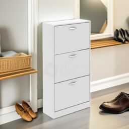 FURNOS 3 Tier Wooden Shoe Storage Cabinet White - thumbnail 1