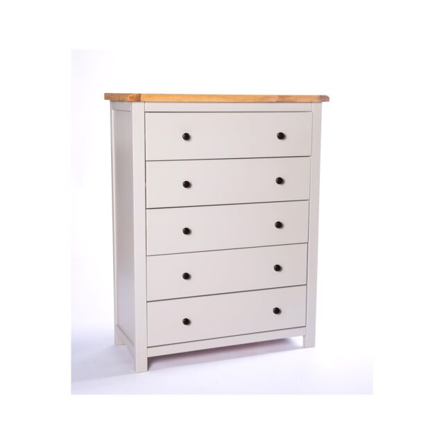 Cabinet Bits Argenta 5 Drawer Chest of Drawers Brass Knob in Light Grey - image 1