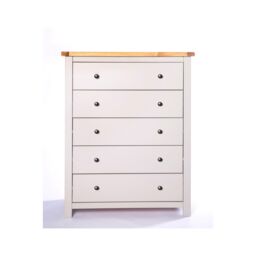 Cabinet Bits Argenta 5 Drawer Chest of Drawers Brass Knob in Light Grey - thumbnail 2