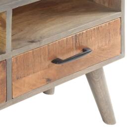 Berkfield Home TV Cabinet Grey 130x35x51 cm Solid Rough Mango Wood - Size: 130 x 35 x 51 cm - thumbnail 5