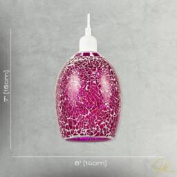 Happy Homewares Vibrant Crackle Mosaic Glass Pendant Lighting Shade in Strong Magenta - thumbnail 7