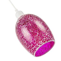 Happy Homewares Vibrant Crackle Mosaic Glass Pendant Lighting Shade in Strong Magenta - thumbnail 5