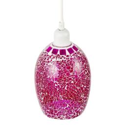 Happy Homewares Vibrant Crackle Mosaic Glass Pendant Lighting Shade in Strong Magenta - thumbnail 3