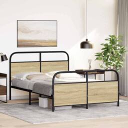Berkfield Home Elegant Bed Frame Without Mattress 120x200 cm Sonoma Oak Engineer in Brown - Size: Small Double - thumbnail 1