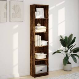 Berkfield Home Bookcase Smoked Oak 40x24x176 cm Engineered Wood in Brown - Size: 40 x 24 x 176 cm - thumbnail 3