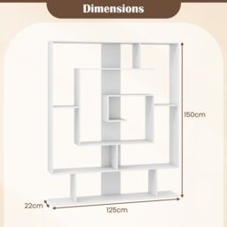 Gymax 7-Tier Bookshelf Geometric Bookcase with 2 Anti-Tipping Kits-White in White - thumbnail 2