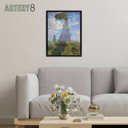"Artery8 Claude Monet Woman With A Parasol Framed Canvas Wall Art Print in Blue - Size: W12"" x H16""" - thumbnail 3