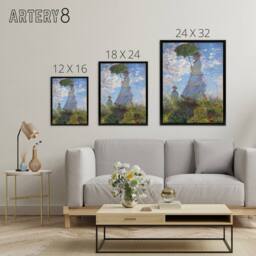 "Artery8 Claude Monet Woman With A Parasol Framed Canvas Wall Art Print in Blue - Size: W12"" x H16""" - thumbnail 4