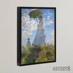 "Artery8 Claude Monet Woman With A Parasol Framed Canvas Wall Art Print in Blue - Size: W12"" x H16""" - thumbnail 2