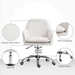STILVORA Office Chair with Adjustable Height & Wheels in Cream - thumbnail 7