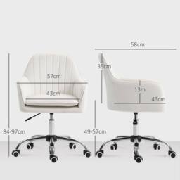 STILVORA Office Chair with Adjustable Height & Wheels in Cream - thumbnail 3