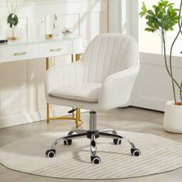 STILVORA Office Chair with Adjustable Height & Wheels in Cream - thumbnail 2