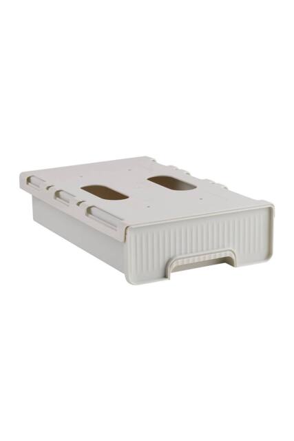 Living and Home Under Desk Hidden Drawer Storage Organiser Pull-out Storage Box in Off-White - image 1